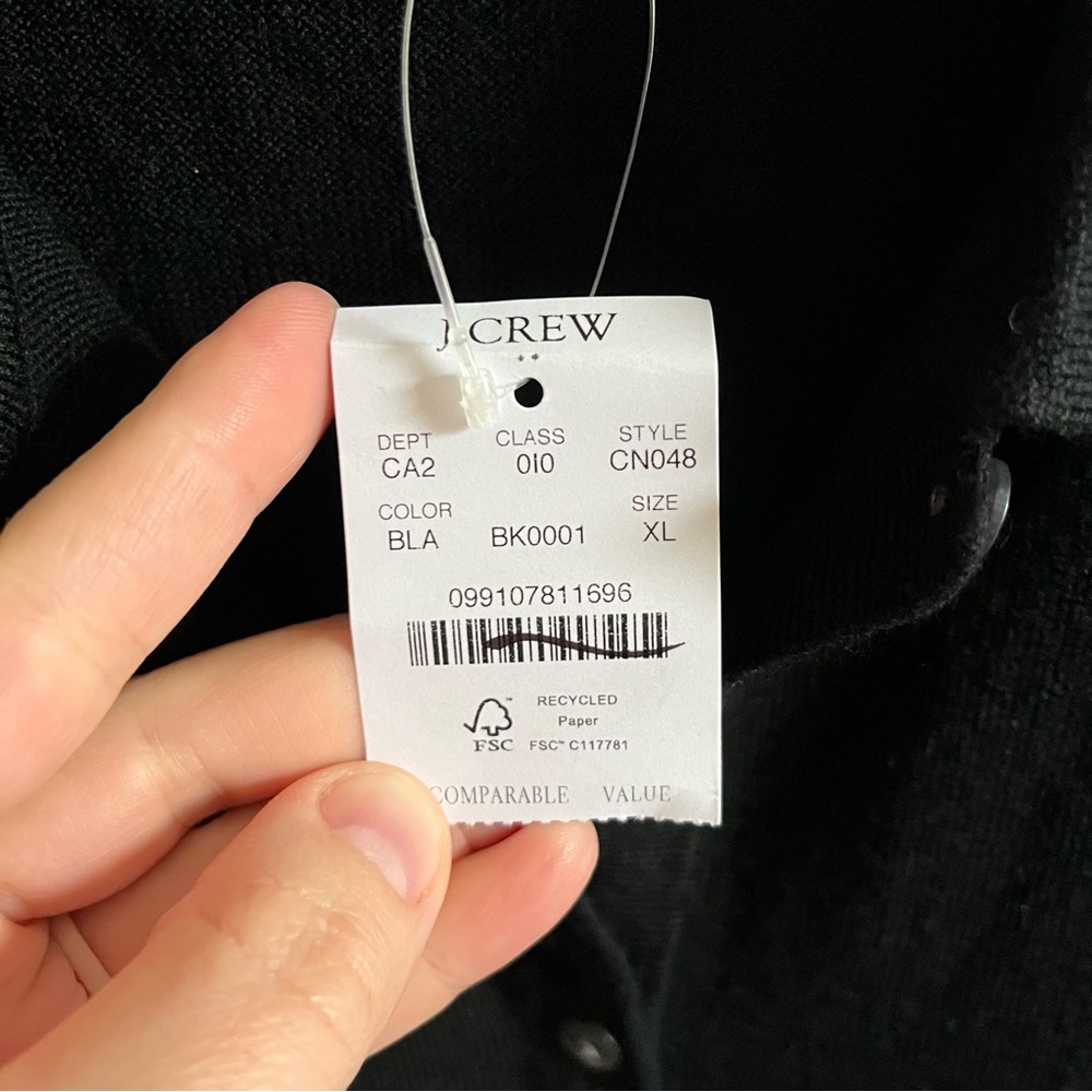 NWT J. Crew Merino wool-blend sweater-polo Black Woman’s XL - Picture 6 of 8